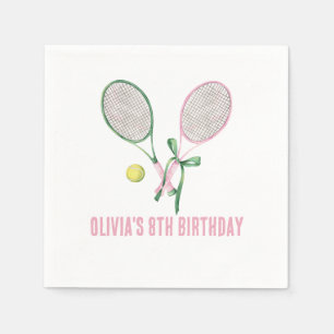 Tennis preppy plaid birthday invitation napkin