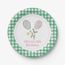 Tennis preppy plaid birthday invitation