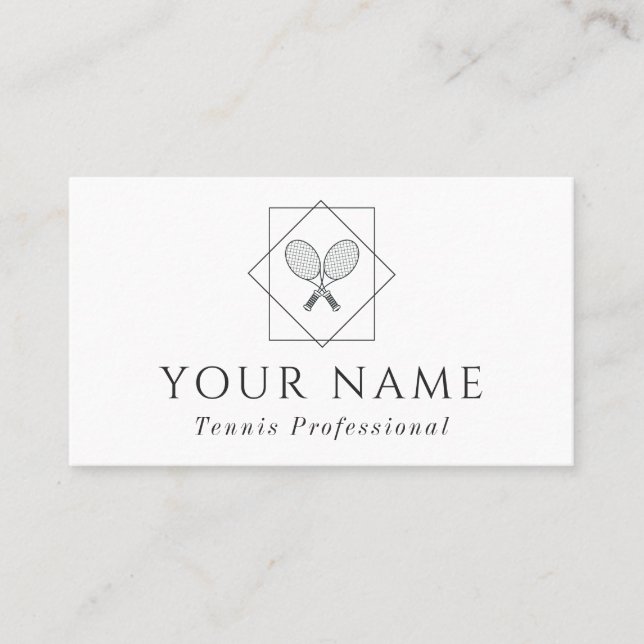 Tennis Professional Coach Instructor Classic White Business Card (Front)