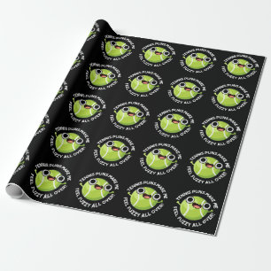Tennis Puns Make Me Fuzzy All Over Dark BG Wrapping Paper
