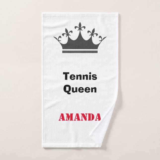 Tennis queen modern personalise text with crown hand towel (Hand Towel)