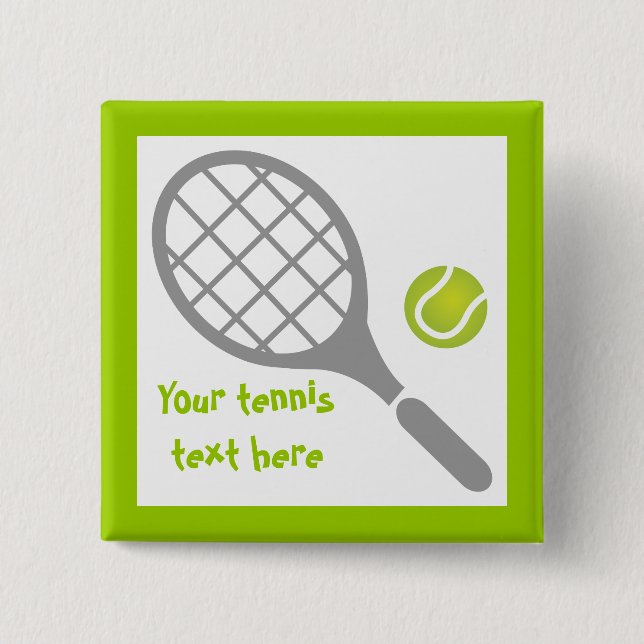 Tennis racket and ball custom 15 cm square badge (Front)
