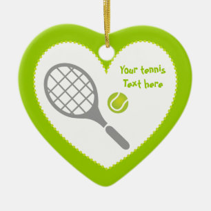 Tennis racket and ball custom ceramic tree decoration