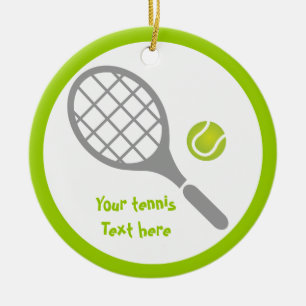 Tennis racket and ball custom ceramic tree decoration