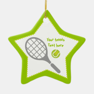 Tennis racket and ball custom ceramic tree decoration
