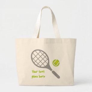 Tennis racket and ball custom large tote bag