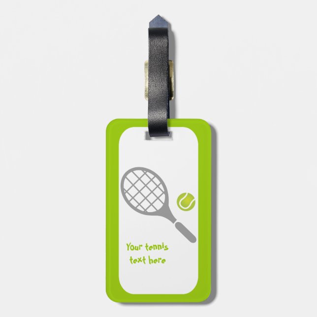 Tennis racket and ball custom luggage tag (Back Vertical)