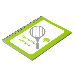 Tennis racket and ball custom spiral notebook