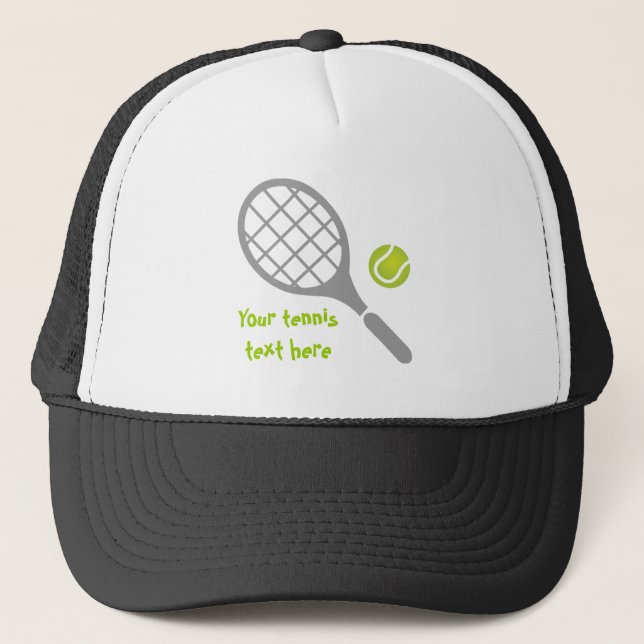 Tennis racket and ball custom trucker hat (Front)