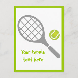 Tennis racket and ball custom vertical postcard