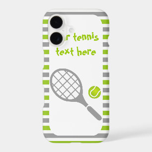 Tennis racket and ball green stripes