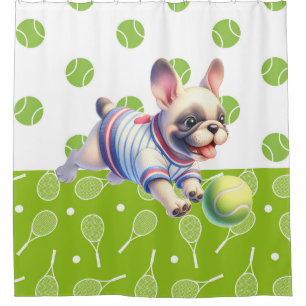 Tennis racket and ball shower curtain