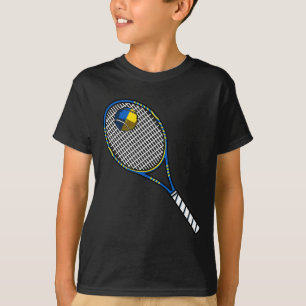 Tennis Racket And Ll Flag Of Ukraine T-Shirt
