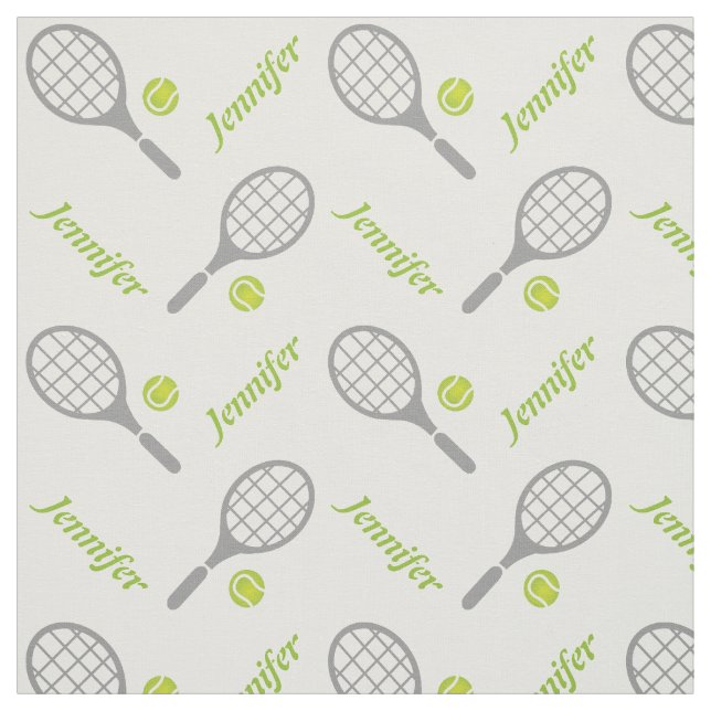 Tennis racket, ball and your name personalised fabric (Swatch)