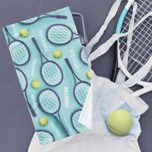 Tennis Racket Ball & Kids Girls Name Pattern Cute Hand Towel