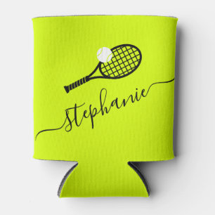 Tennis Racket & Ball Player Name Personalised Can Cooler