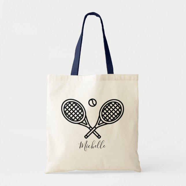 Tennis Racket Ball Your Name Tote Bag (Front)