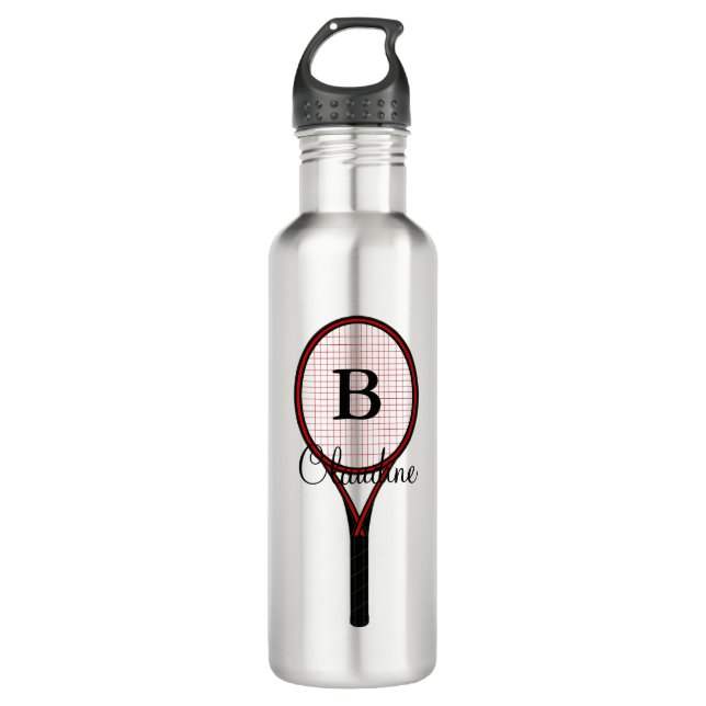 Tennis Racket Design Travel Water Bottles (Front)