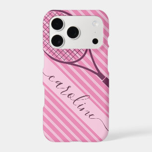 Tennis Racket Girl's Name Pink Striped Cute Sports