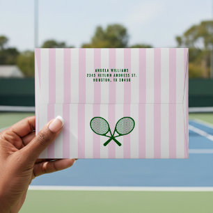 Tennis Racket Green Pink & White Striped Envelope