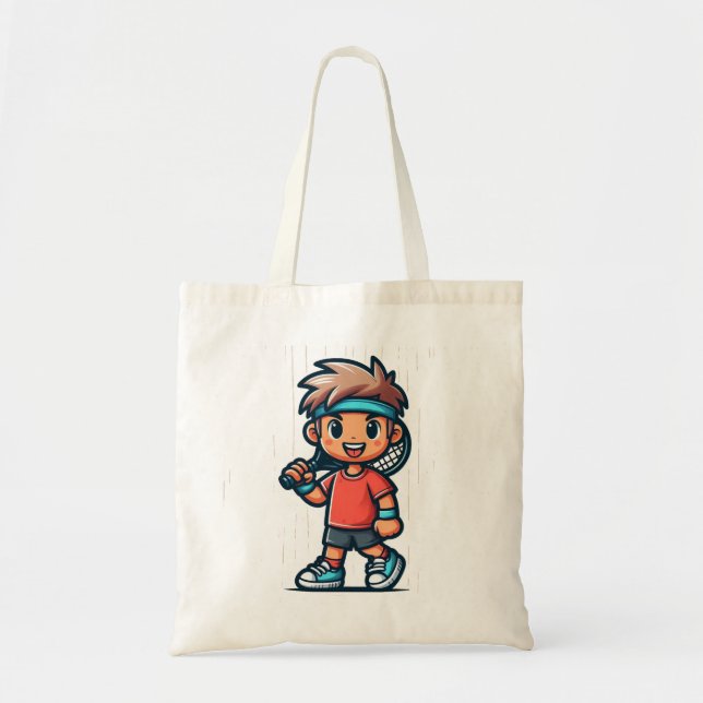 tennis racket on shoulders tote bag (Front)