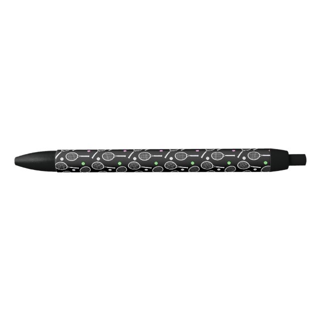Tennis Racket Pattern Black Ink Pen (Front)