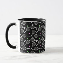 Tennis Racket Pattern Black  