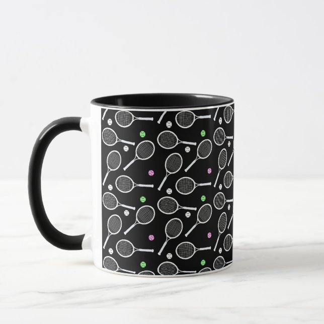 Tennis Racket Pattern Black   Mug (Left)