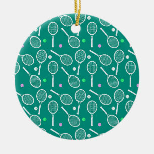 Tennis Racket Pattern   Ceramic Tree Decoration