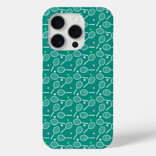 Tennis Racket Pattern Green iPhone 15 Pro Case