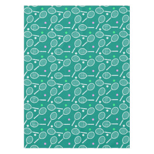 Tennis Racket Pattern Green Tablecloth