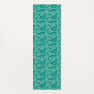 Tennis Racket Pattern Green Yoga Mat