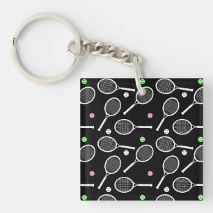 Tennis Racket Pattern Key Ring