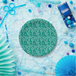 Tennis Racket Pattern Paper Plate