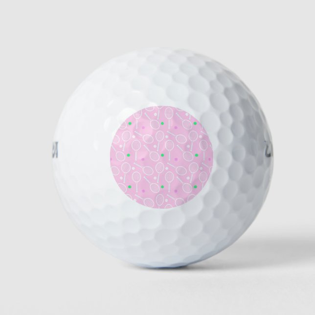 Tennis Racket Pattern Pastel Pink  Golf Balls (Front)