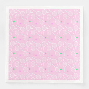 Tennis Racket Pattern Pastel Pink Napkin