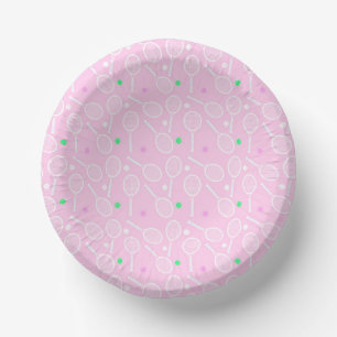 Tennis Racket Pattern Pastel Pink  Paper Plate