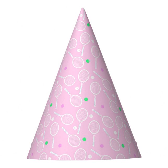 Tennis Racket Pattern Pastel Pink  Party Hat (Front)