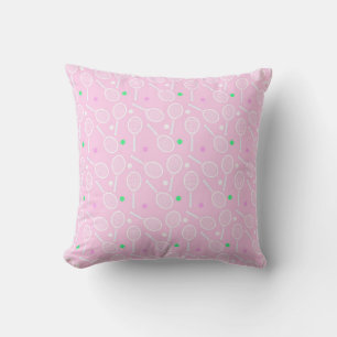 Tennis Racket Pattern Pink Cushion