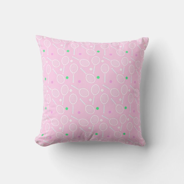 Tennis Racket Pattern Pink  Cushion (Front)