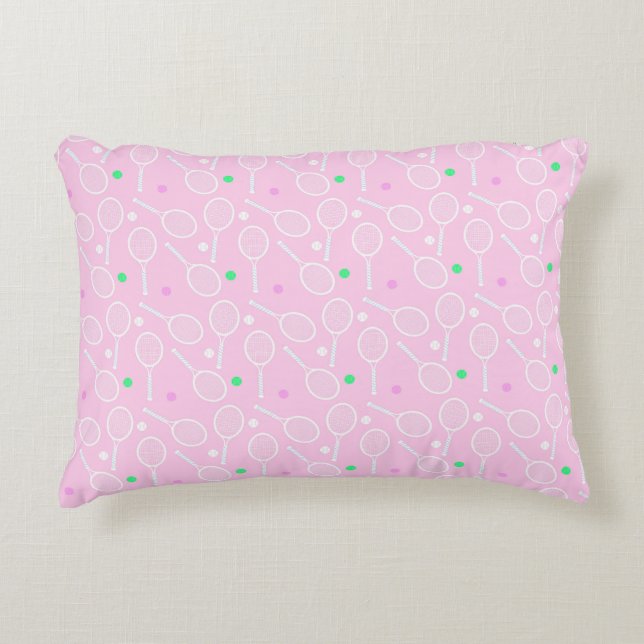 Tennis Racket Pattern Pink   Decorative Cushion (Front)