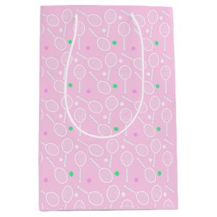 Tennis Racket Pattern Pink Medium Gift Bag