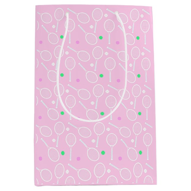 Tennis Racket Pattern Pink   Medium Gift Bag (Front)