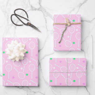Tennis Racket Pattern Pink   Wrapping Paper Sheet