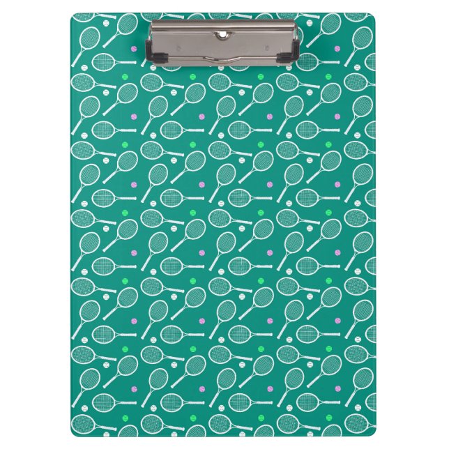 Tennis Racket Pattern Retro Emerald Green Clipboard (Front)