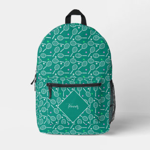 Tennis Racket Pattern Retro Green Personalized Printed Backpack