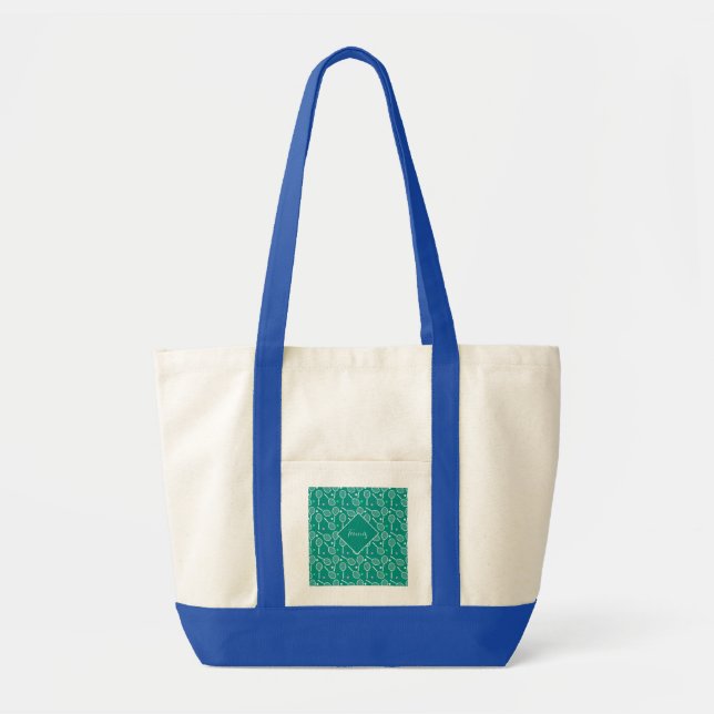 Tennis Racket Pattern Retro Green Tote Bag (Front)