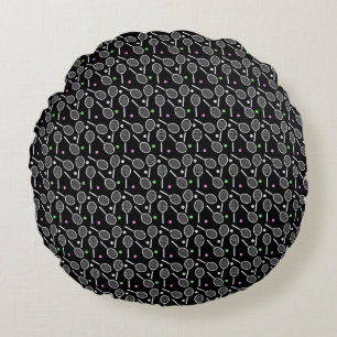 Tennis Racket Pattern  Round Cushion