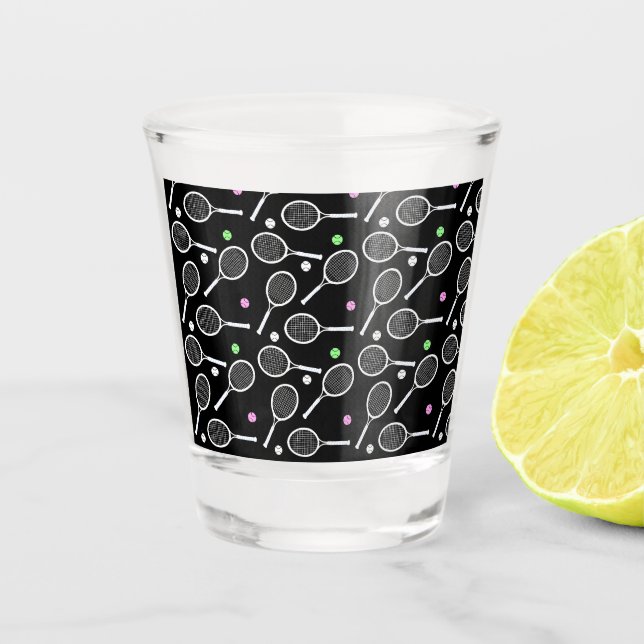 Tennis Racket Pattern   Shot Glass (Front)