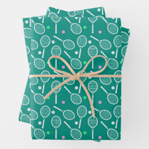 Tennis Racket Pattern Wrapping Paper Sheet